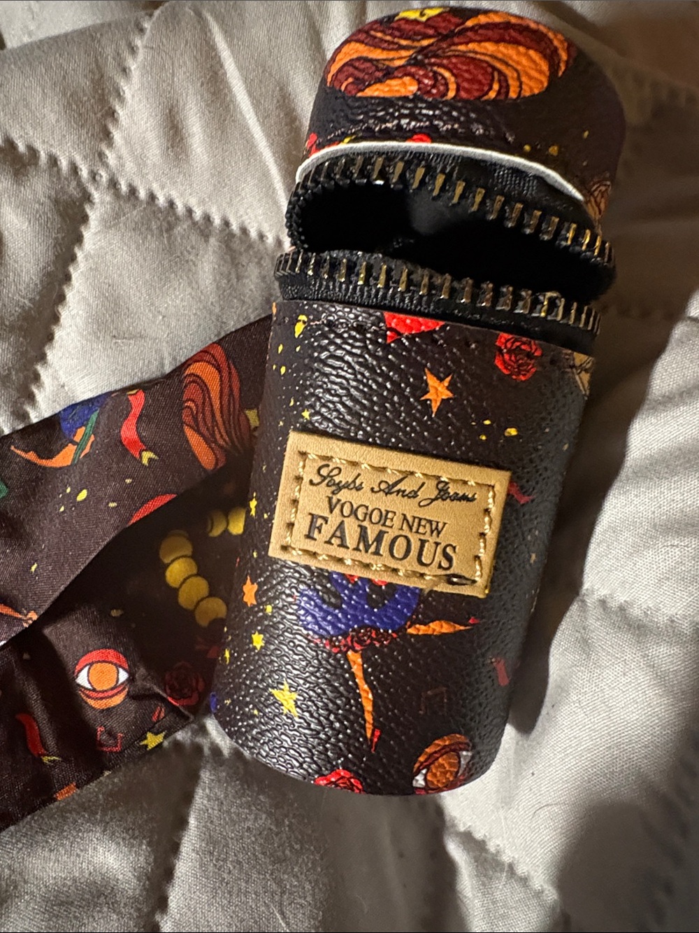 VOGUE NEW FAMOUS Black Printed Key Pouch with Scarf - Picture 2 of 2